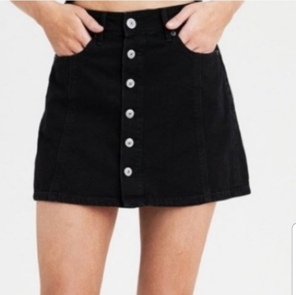 American Eagle Hi Rise A Line Skirt Black 6 - Picture 1 of 10